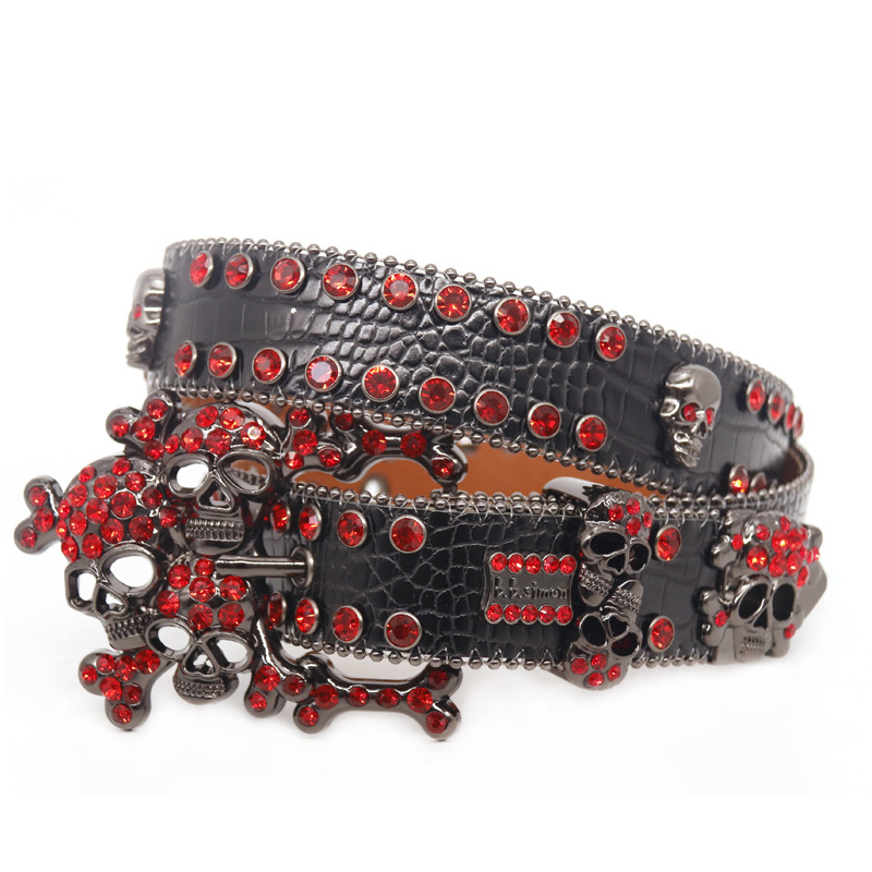 Mens fashion bb simon belts skull rhie waistband PU punk trend Halloween gift cinture for woman designer belt