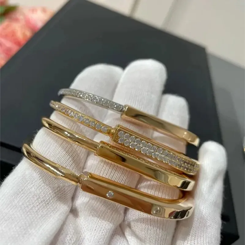 2024 Designer Charm Bracelets High Quality Trend Brand Luxury Jewelry Bangles For Women Classics Geometric Zircon Lock Rose Gold Anniversary Gift