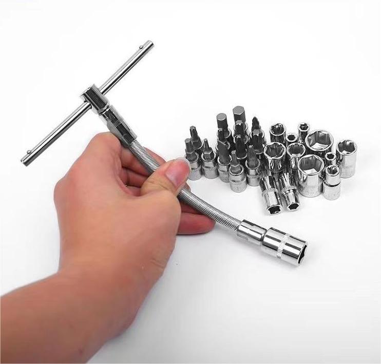 Versatile 53 Pieces Car Repair Ratchet Spanner Set Compact Organized Boxed Mechanics' Essential Tools