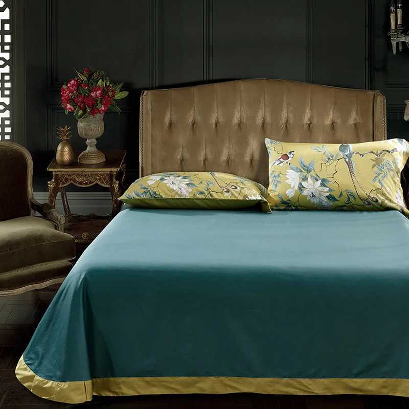 Bedding sets Silk Egyptian Cotton Yellow Chinese Style Bird Flower Down Duvet Cover Bedding Supplies Large and Large Bedding Supplies J240507