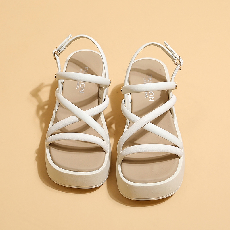 soled new Thick women's 2024 summer fashion one e buckle fairy paired with skirt height sandals Lhshoe buckl paird hight Lhsho