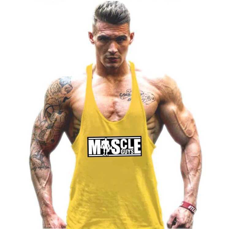Men's Tank Tops Muscle Guys Brand Thin straps stringer mens gyms tank tops men vest cotton workout undershirt bodybuilding clothes T240508