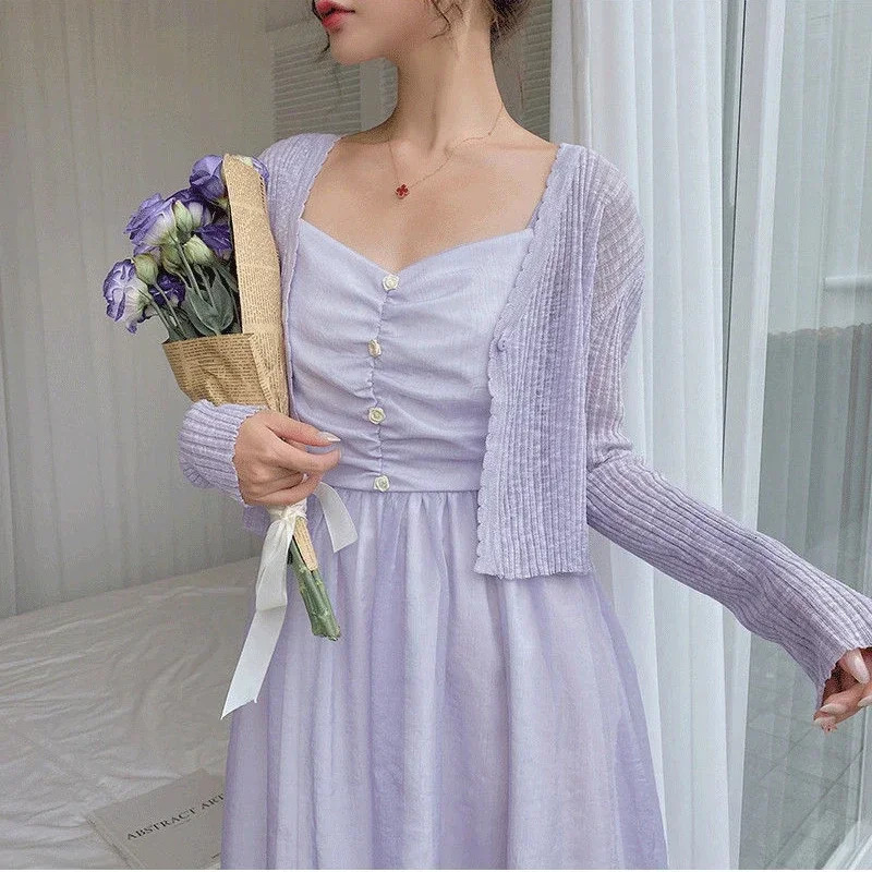 Shrugs Women Candy Colors Sweet All-match Cape Elegant Long Sleeve Bolero Sun Shading Cardigans Cropped Shawl Mujer Chic Outwear 240422