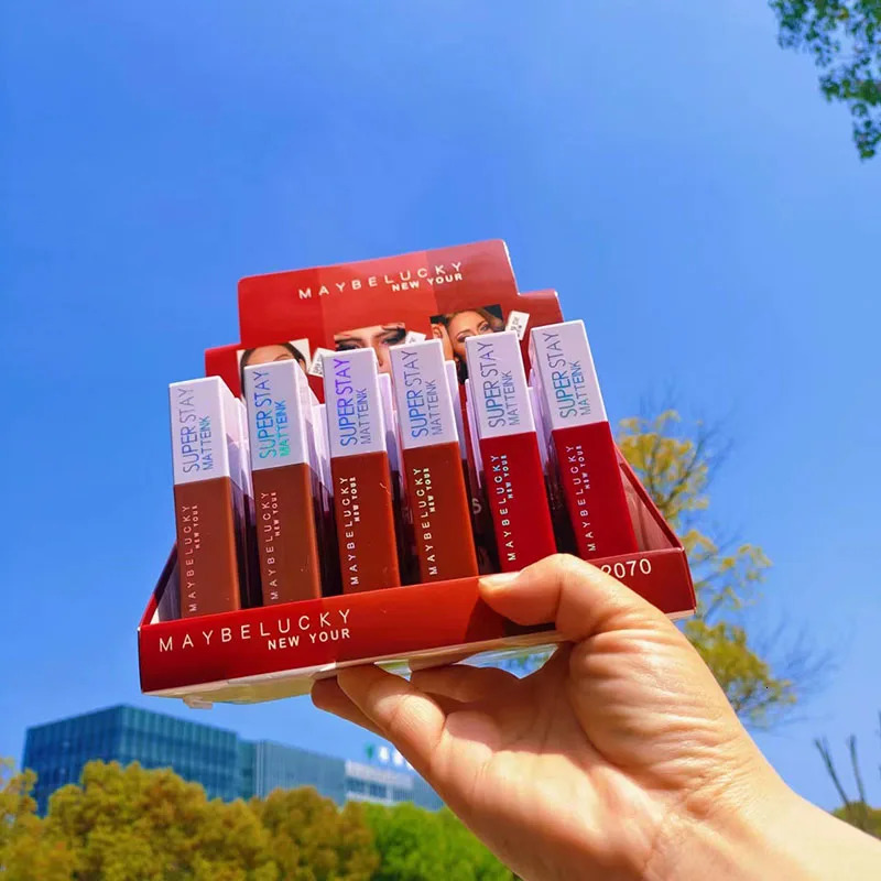 1224Pcs Matte Lipstick 12 Colors Set Long Lasting Waterproof Non-Stick Lipstick Women Lips Makeup Wholesale 240508