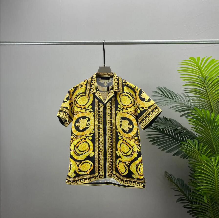 Men's designer shirt summer short sleeve casual button up shirt printed bowling shirt beach style breathable T-shirt clothing #01