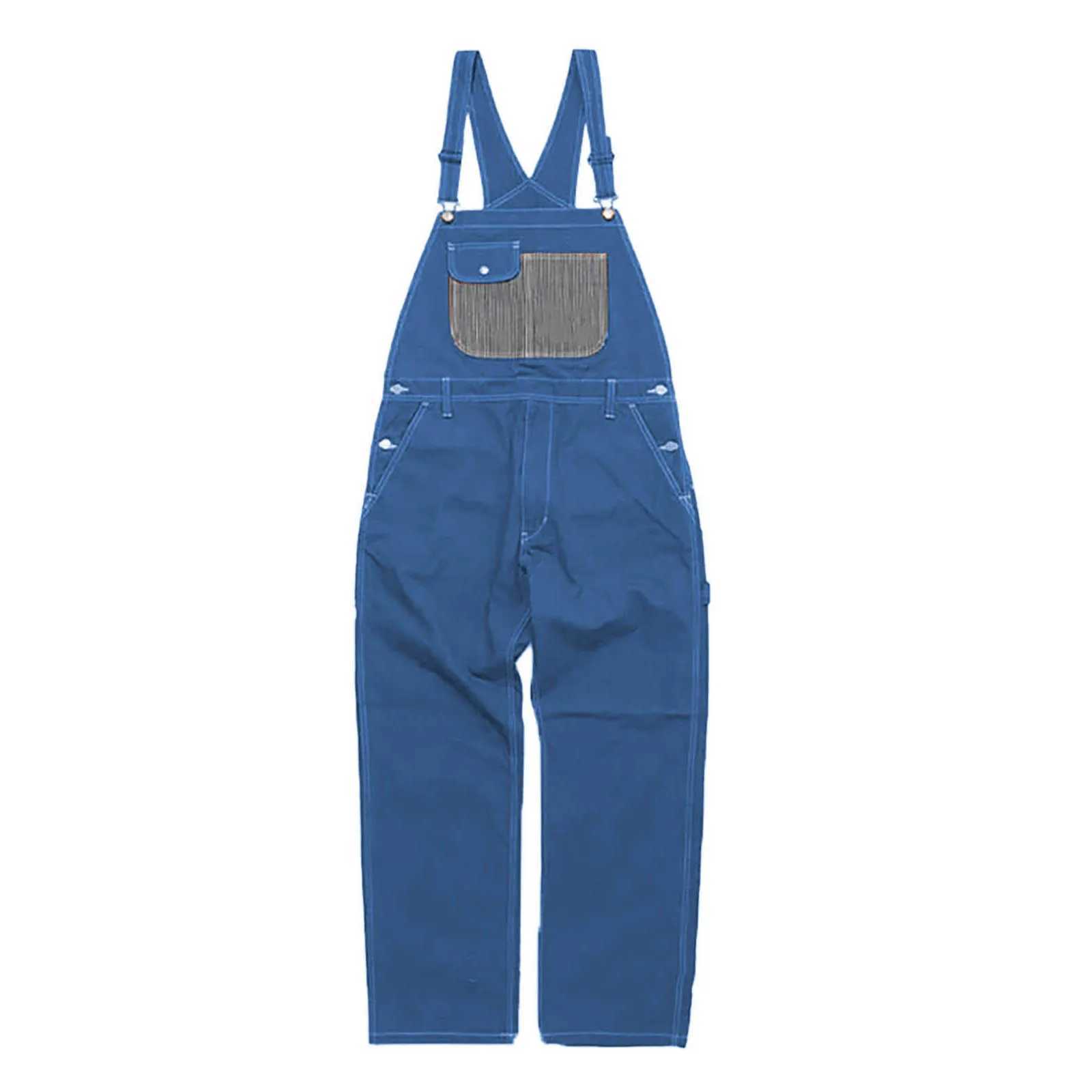 Men's Pants Mens Trousers jumpsuit retro version pocket patch work one piece Trousers fashion casual oversized loose street clothing J240507