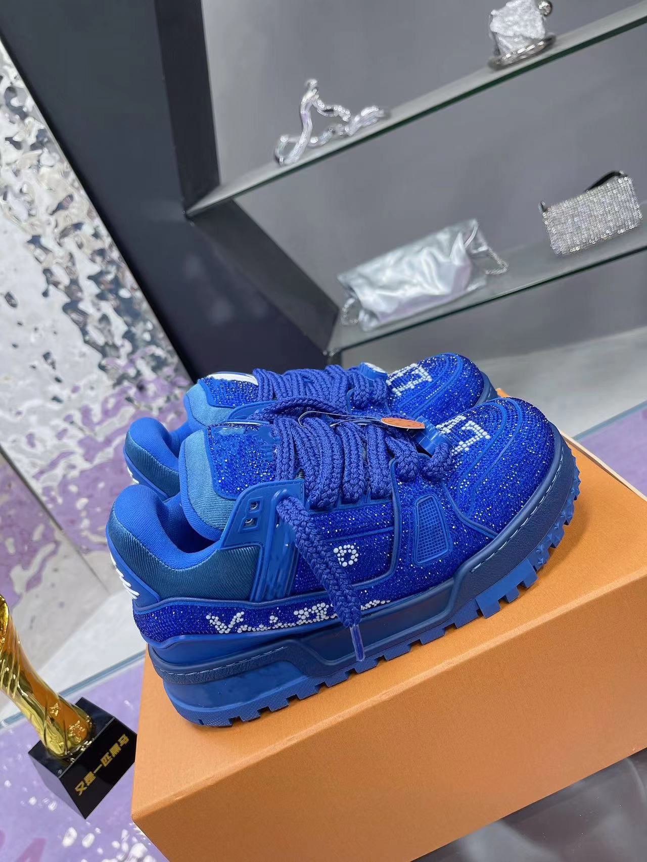 10A designer sneakers Trainer Crystal diamond sneaker casual women men vintage calfskin leather trainers outdoor shoes running Top level ve