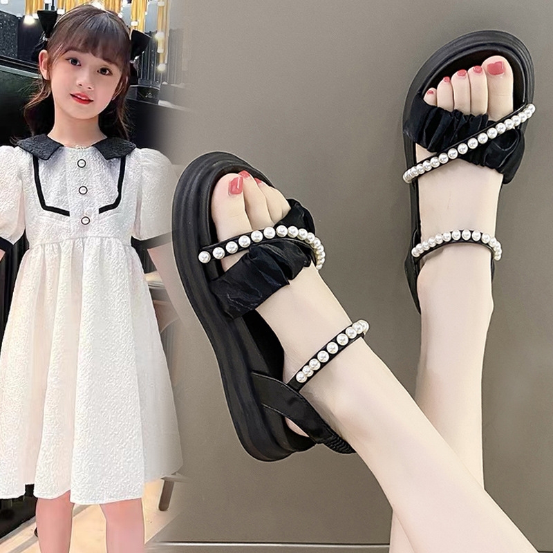 Summer New Versatile Girls' 2024 Soft Sole Children's Sandals Little Girls Middle Big Children Princess Shoes Lhshoe
