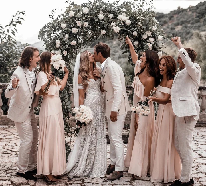 Chiffon Two Piece Bridesmaid Dresses A Line Off The Shoulder Backless Maid of Honor Gowns Long Wedding Guest Dresses