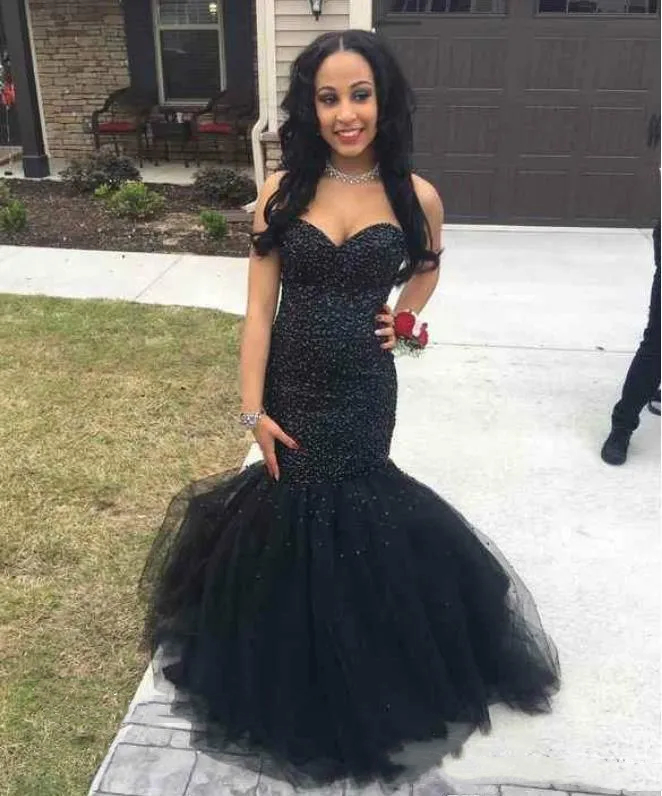 Mermaid Glitter Sequined Prom Dresses Sweetheart Long Graduation Party Dress Floor Length Navy Black Birthday Evening Gowns 2024 Beaded Special Ocn We