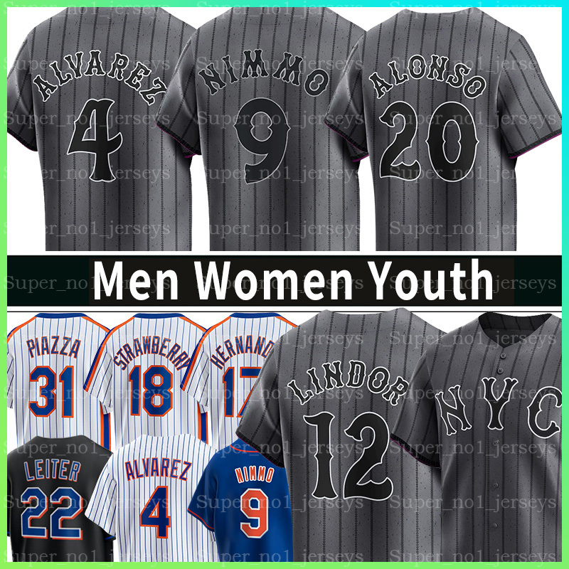 NCY 12 Francisco Lindor New Yorks baseball Connect Mets Jerseys Brandon Nimmo Pete Alonso Kodai Senga Edwin Diaz Francisco Alvarez Starling Marte Darryl Strawberry