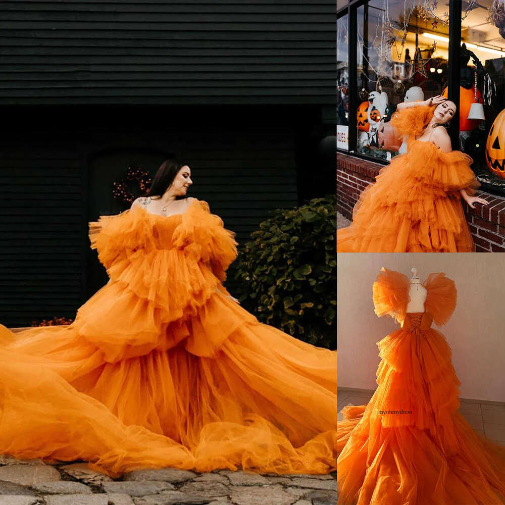 Sexy A-Line Prom Spaghetti Short Sleeve Sweep Train Ruffles Tiered Celebrity Evening Dresses Plus Size Custom Made L24652 0508