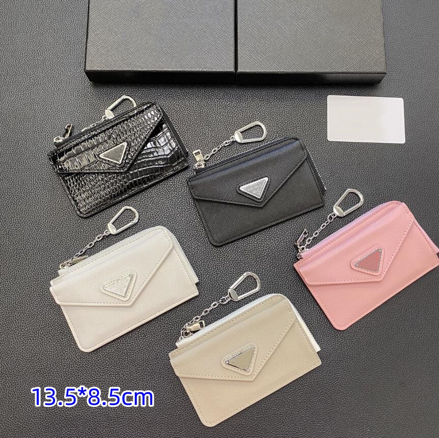 Designer Wallet Coin Purse Keychains Zippy Lady chain Wallets Fold Card Holder Passport Women flower Purses key Pouch 9 colors