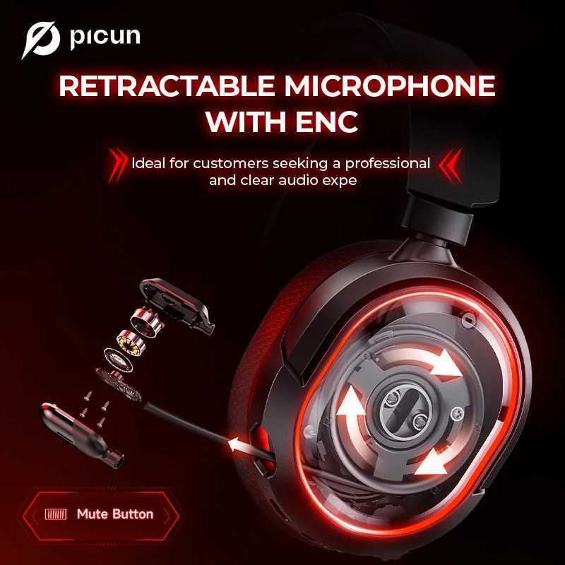 Headsets Kofire UG-08 wireless gaming head 7.1 surround sound 100H playback time 2.4GHz dongle and wireless 5.3 scalable ENC microphone J240508