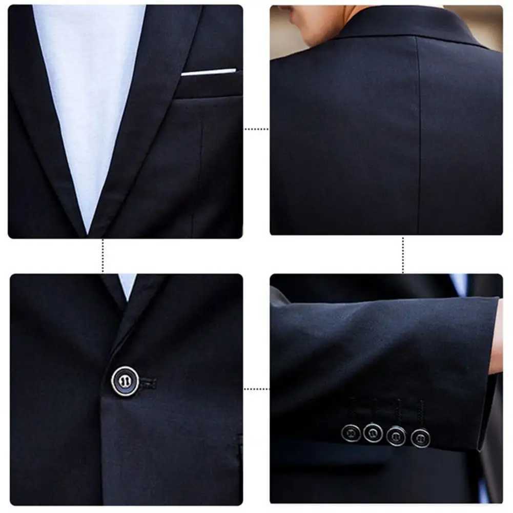 Men's Suits Blazers Formal set fashionable button pocket jacket mens business formal turn around collar date Q240507