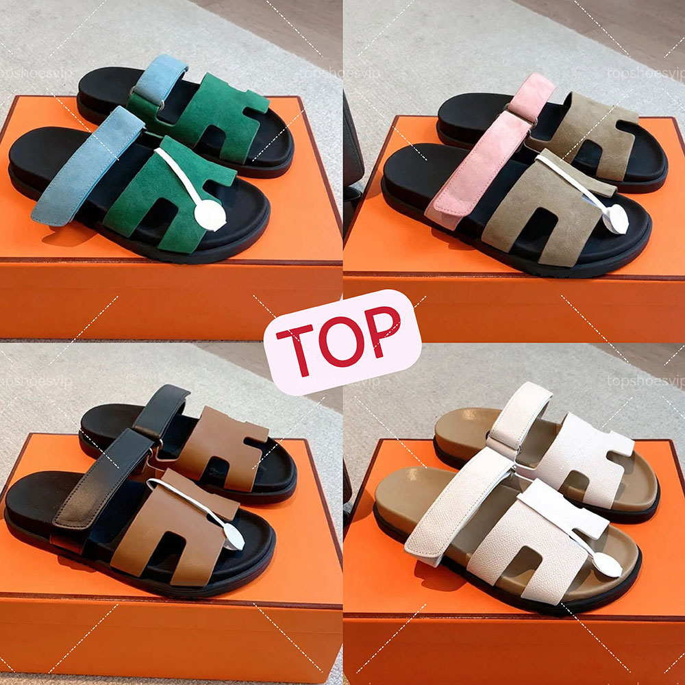 sandals designer slippers Thick Soled slides Womens Sandals Mens Slippers Summer Casual Beach Couple Slides Genuine Leather Top Quality With Box EU35-46