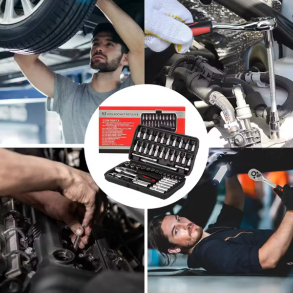 Versatile 53-PCS Socket Wrench Set with Impact Driver - Essential Home and Auto Workshop Hand Tools