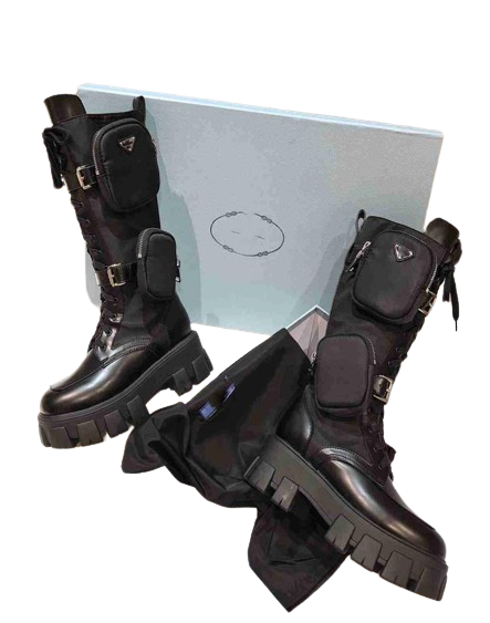 Women Designers Booties Monolith brushed rois leather and nylon boots Luxury winter motorcycle boots Ankle Combat Boot Martin Boot