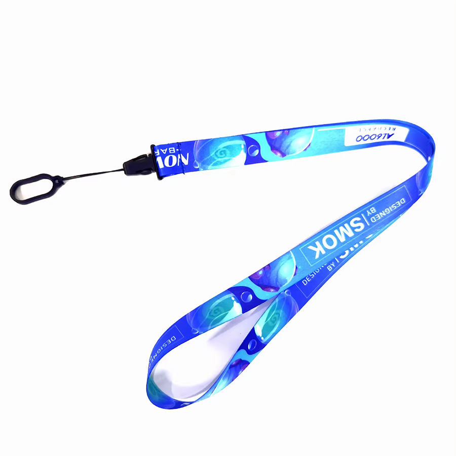 Custom Printed Logo Detachable Anti-loss Neck Strap Pen Holder Lanyards with Silicon Rubber Ring