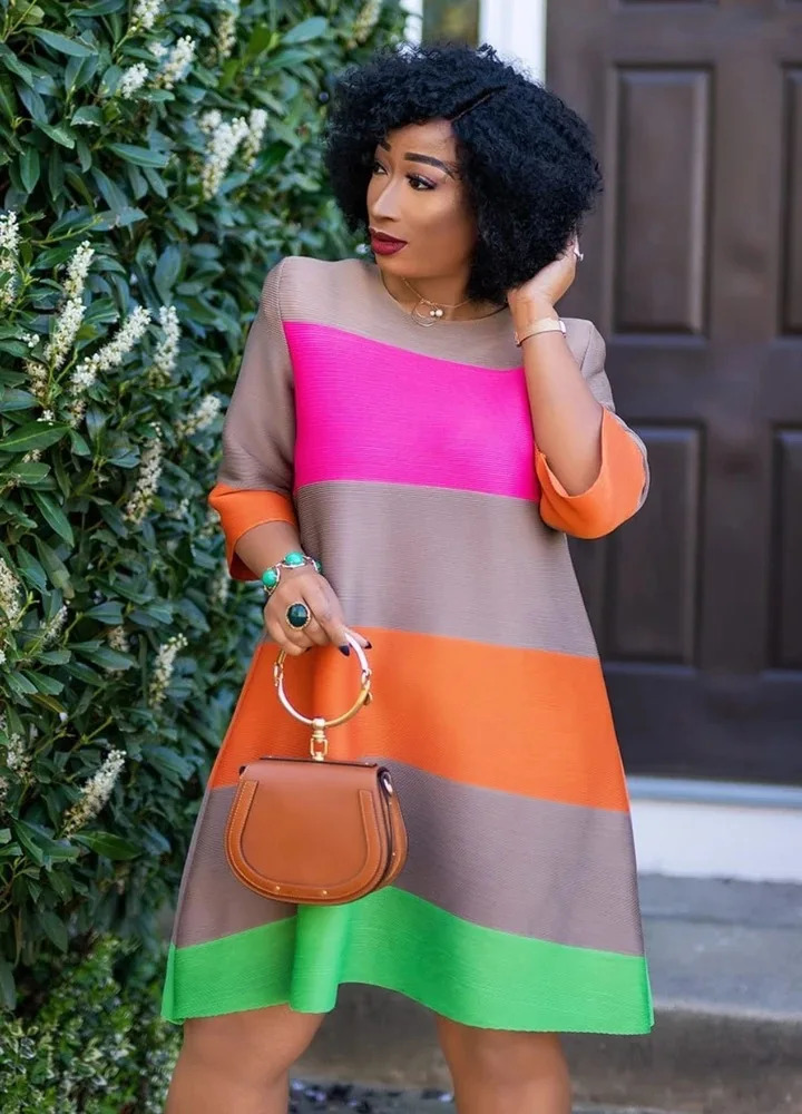 Dresses For Women African Clothes Africa Dress Rainbow Stripe Print Dashiki Clothing Ankara Plus Size Woman 240426