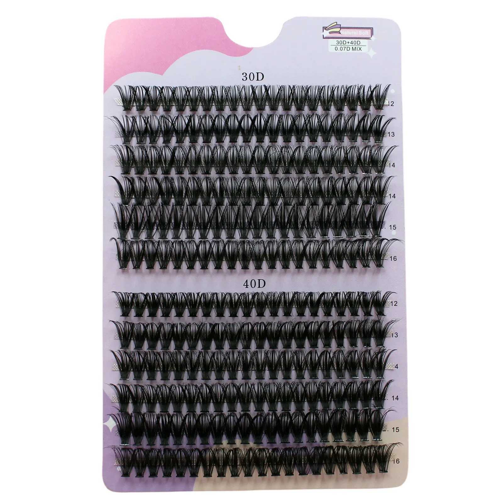 JYQB False Eyelashes Cluster Lashes 30/40D Mix 12-16mm eyelash extension natural thick false eyelashes 3D Russian striped personal cluster d240508