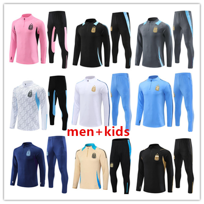 24 25 Half zipper 3-star Argentina TRACKSUIT soccer Jersey training SUIT football shirt MARADONA DI MARIA 22 23 Men Kids kit TRACKSUIT sets uniforms