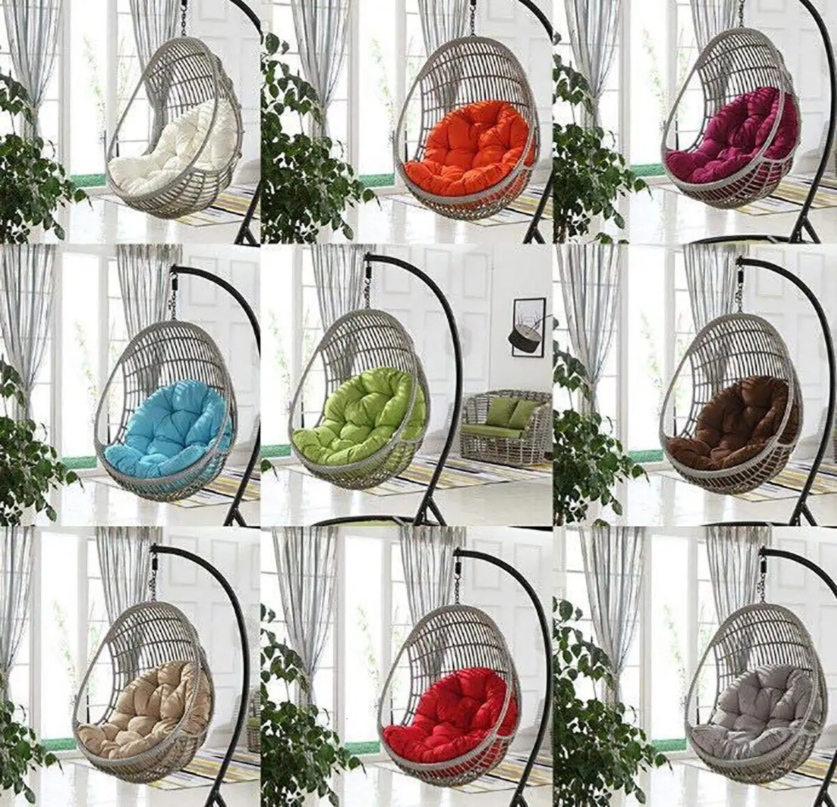Round Hanging Egg Hammock Chair Swing Seat Cushion Thick Nest Back for Indoor and Outdoor Patio 240508