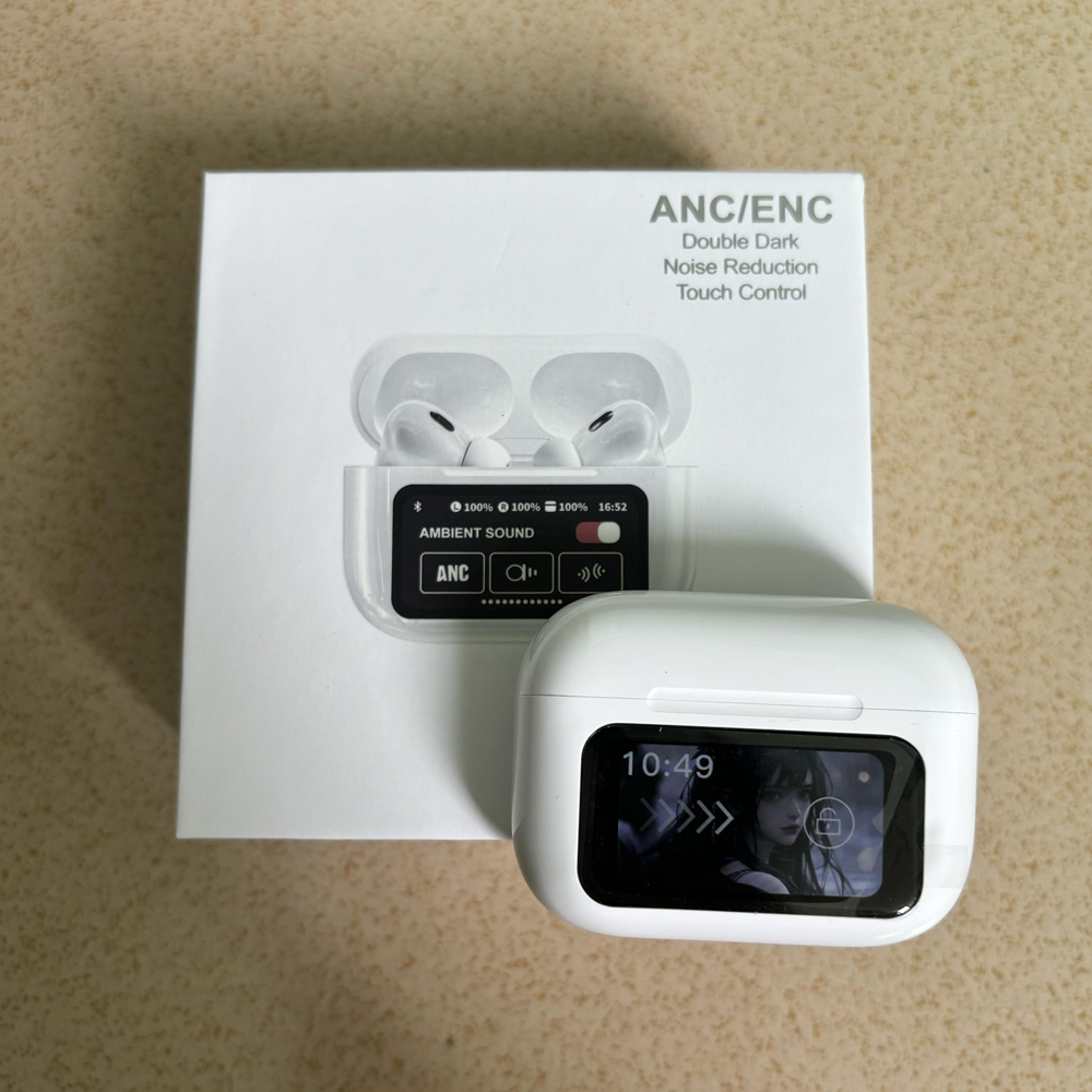 ANC ENC Noise Reduction Wireless Earphones with LCD Touch Screen A9 Pro Bluetooth Headphones