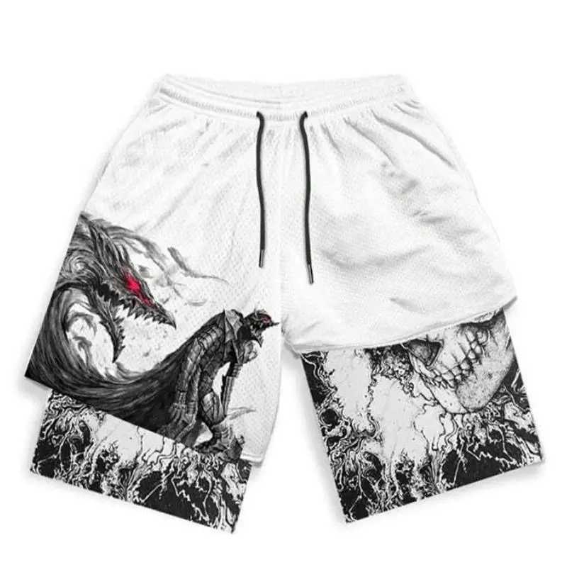 Men's Shorts Berserk-pantnes cortos deportivos 2 en 1 para hombre Shorts de secado rpido para correr entrenamiento de gimnasio y Fitnes T240509