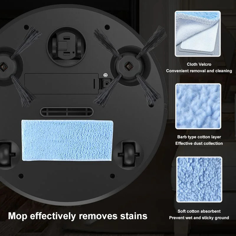 6000PA Smart Robot Vacuum Cleaner USB Charging 3In1Smart Sweeping Spray Sweeper Floor Dry Wet Cleaning 1200mAH 240506