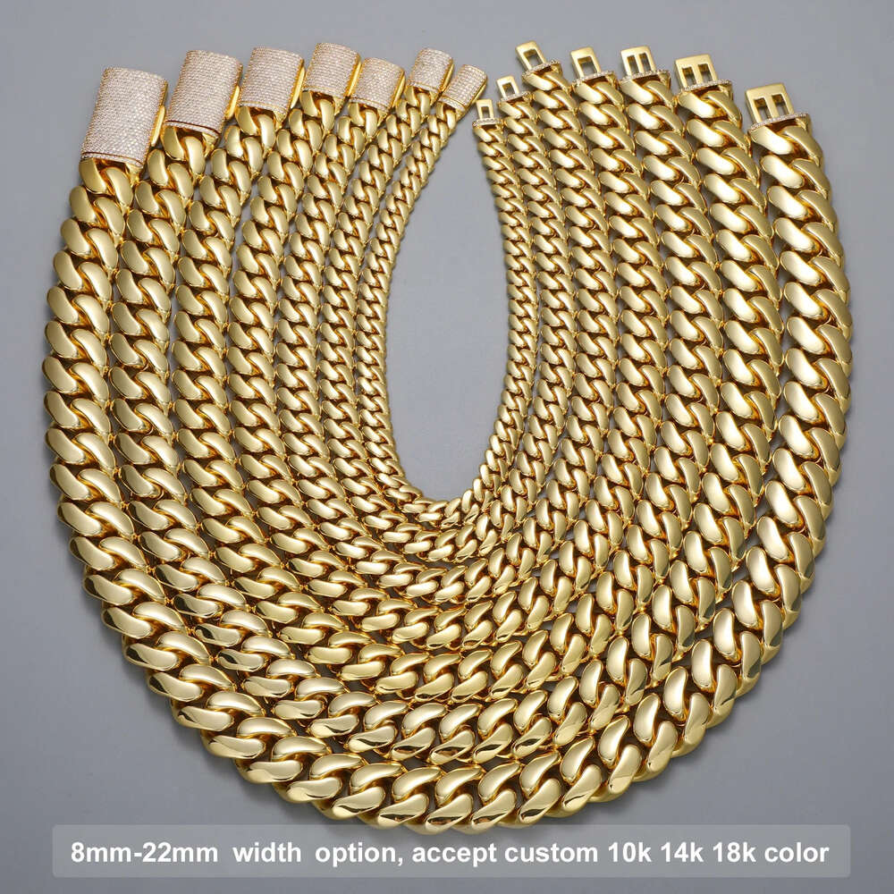 Miami Cuban Link Chain 20mm 10K Gold Plated Custom Solid Cuban Necklace for Men