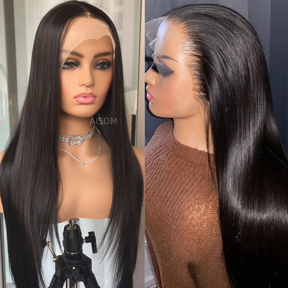 Highlight Brown Lace Front Wig Long Straight Synthetic Lace Wigs For Women Middle Part Highlight Blonde T Part Glueless Lace Wig