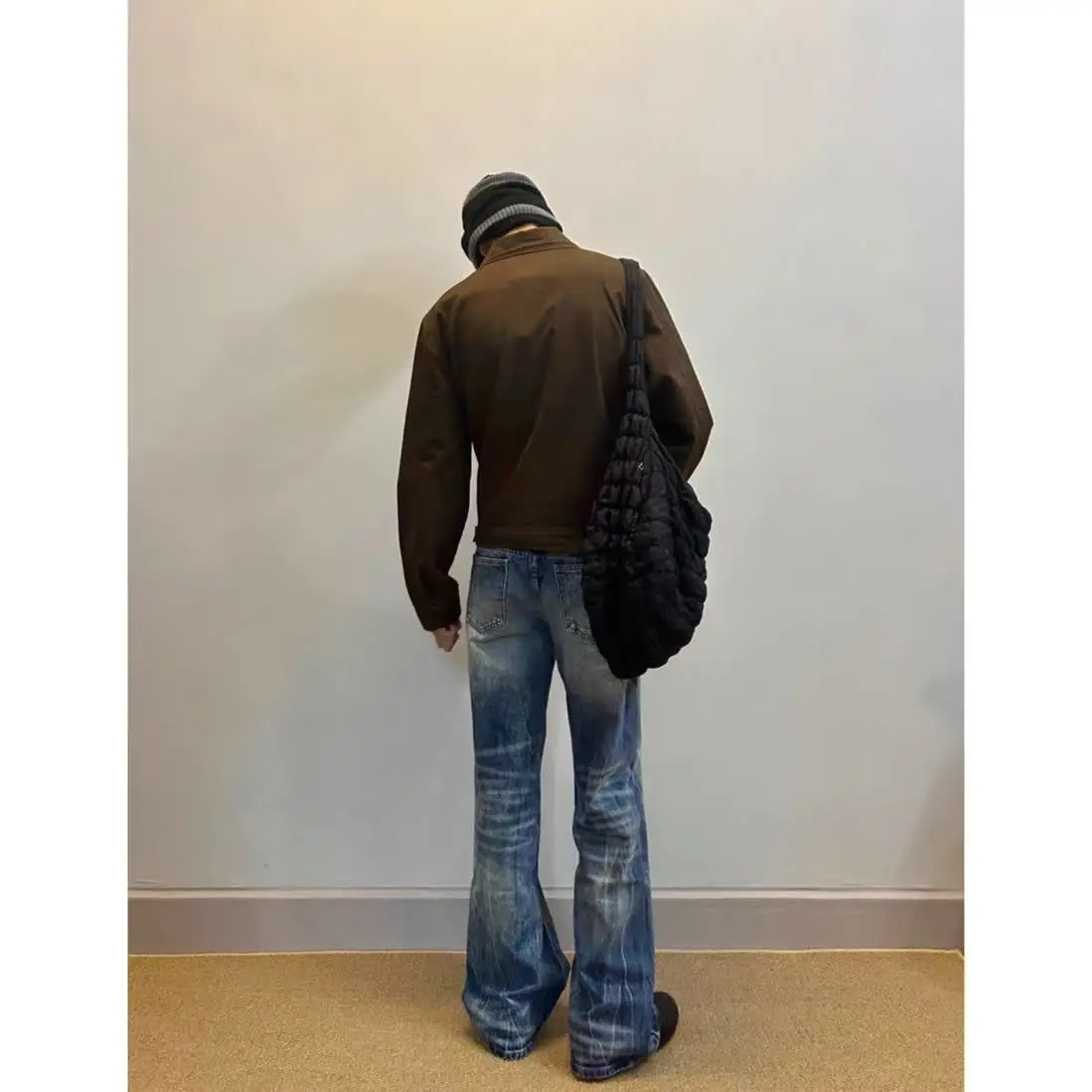 American style high street men and women trendy washed straight leg jeans autumn hip-hop loose slightly flared casual pants y2k 240429