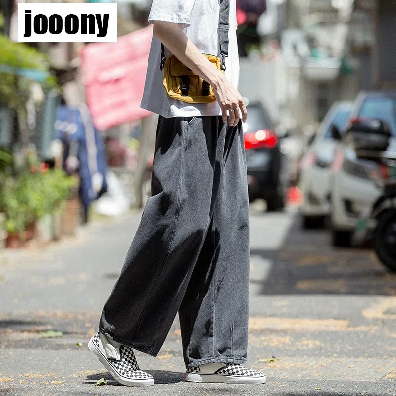 Mens Jeans Hip Hop Streetwear Skateboard Neutral Denim Trousers Men Jeans Wide Leg Denim Cargo Jean Pants Loose Straight Baggy 240429