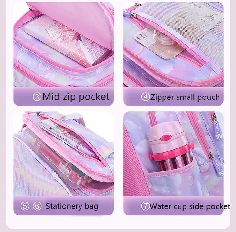 Backpacks Children School Bookbag Waterproof Durable Cute Backpack Rainbow Butterfly Multi Compartment Primary Kid Backpack for Girls