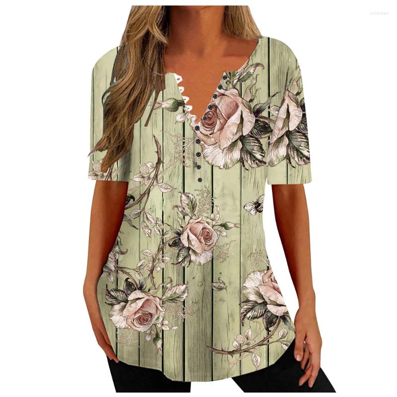 Womens T Shirts Soft Simple T-shirt 3d Flowers Curve Tee Fashion V-neck Summer Spring Short Sleeve Loose Streetwear Cloth