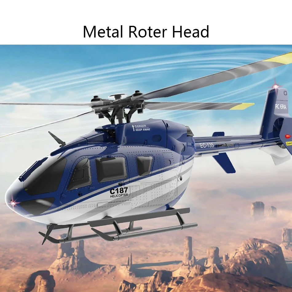 C187 Pro EC135 Scaled 4CH RC Helicopter Gyroscope Stabilization Optical Flow Positioning 24G Remote Control Aircraft Model 240508