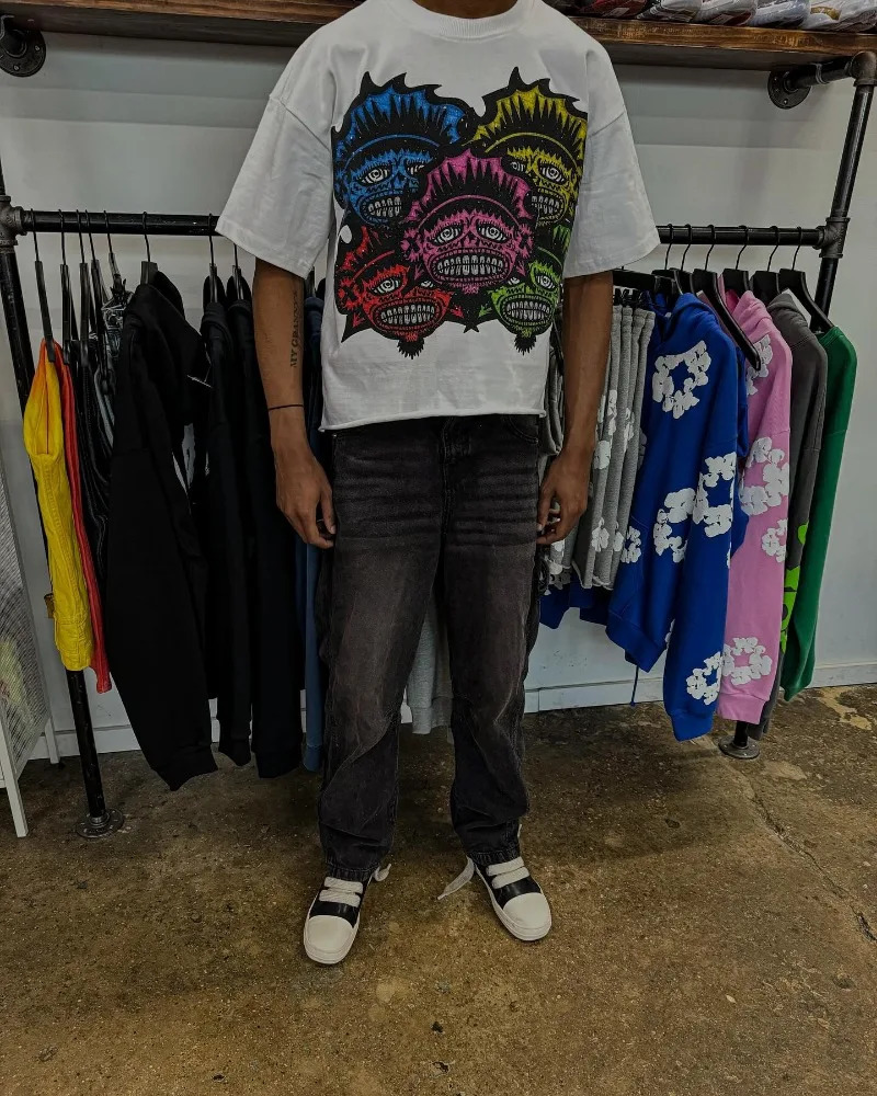 Y2K retro fashion versatile gothic oversized printed short-sleeved mens T-shirt casual Harajuku streetwear tops couple style 240506