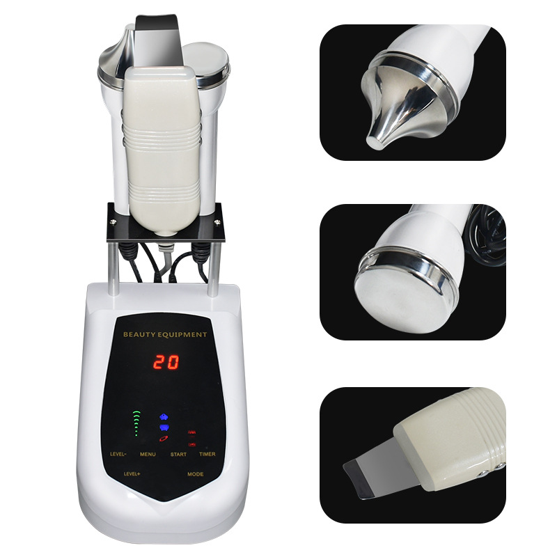 Portable Home Use 3in1 Face Eyes Ultrasonic and Skin Scrubber Beauty Machine Facial Deep Cleaner Pore Acne Peeling Spots Blackhead Removal Ultrasound 