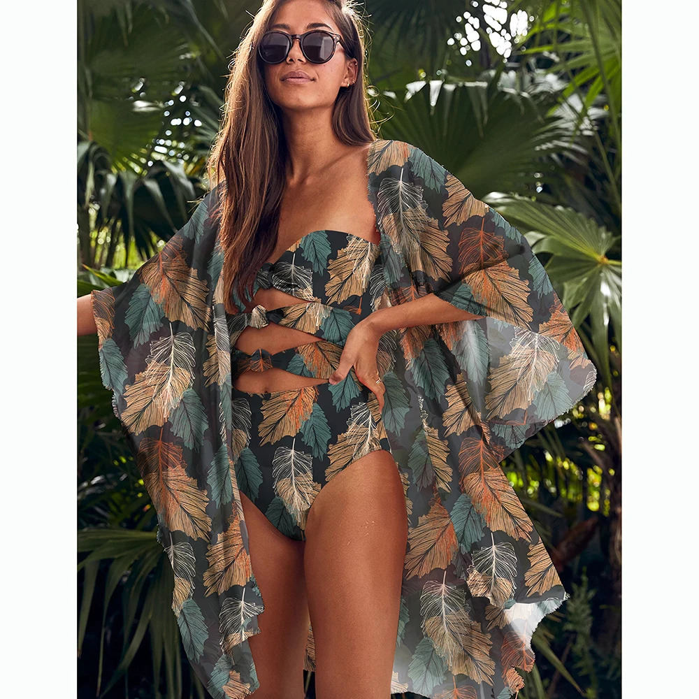 Bandage One Piece Swimsuit Women Swimwear Printed Monokini Floral Backless Bathing Suit Summer Beachwear Bikinis Cover Up 240509
