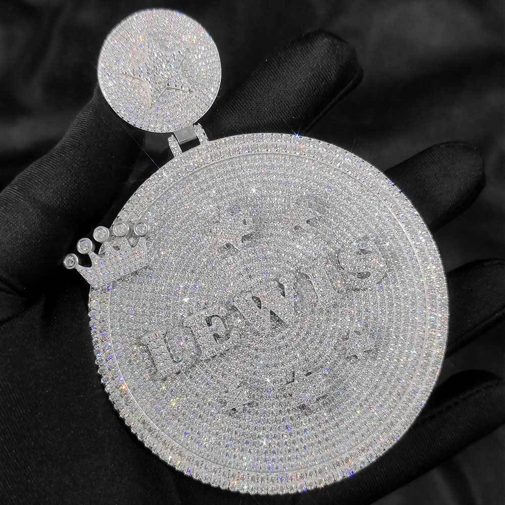 Custom Hip Hop Large Disc A-Z Letters Pendant Necklace Full 5A Zircon Jewelry