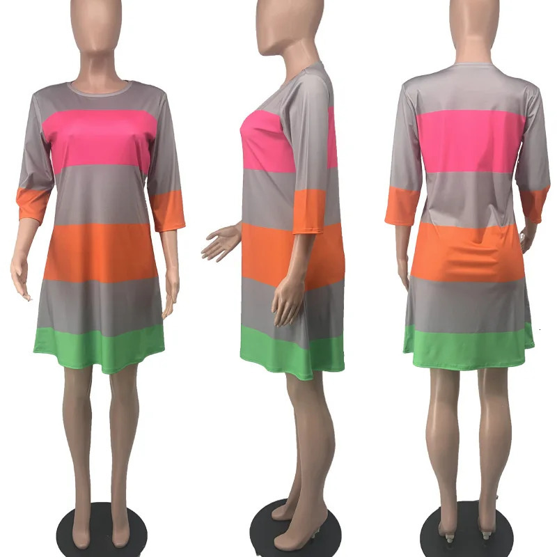 Dresses For Women African Clothes Africa Dress Rainbow Stripe Print Dashiki Clothing Ankara Plus Size Woman 240426