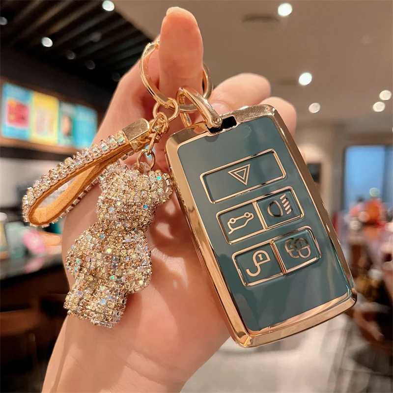 Car Key TPU Car Key Case Cover For Land Rover Discovery Range Rover Evoque Sport Velar For Jaguar XE XF XJ E-Pace F-Pace Guitar Keychain T240509