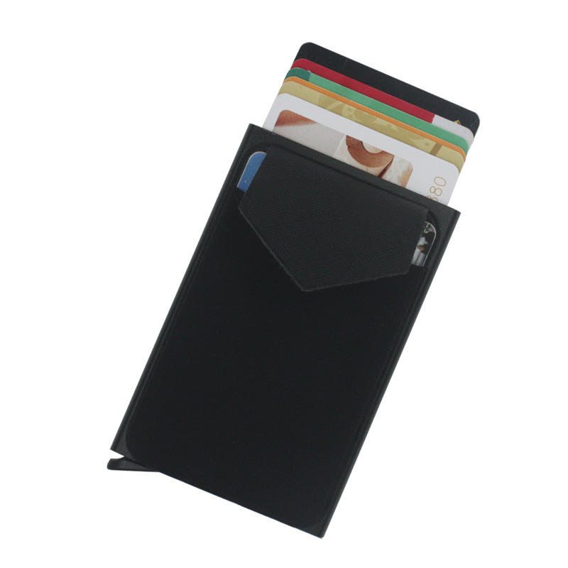 Aluminum automatic pop-up card push box with triangular cover for anti-theft swiping, bank card credit card package, RFID card box
