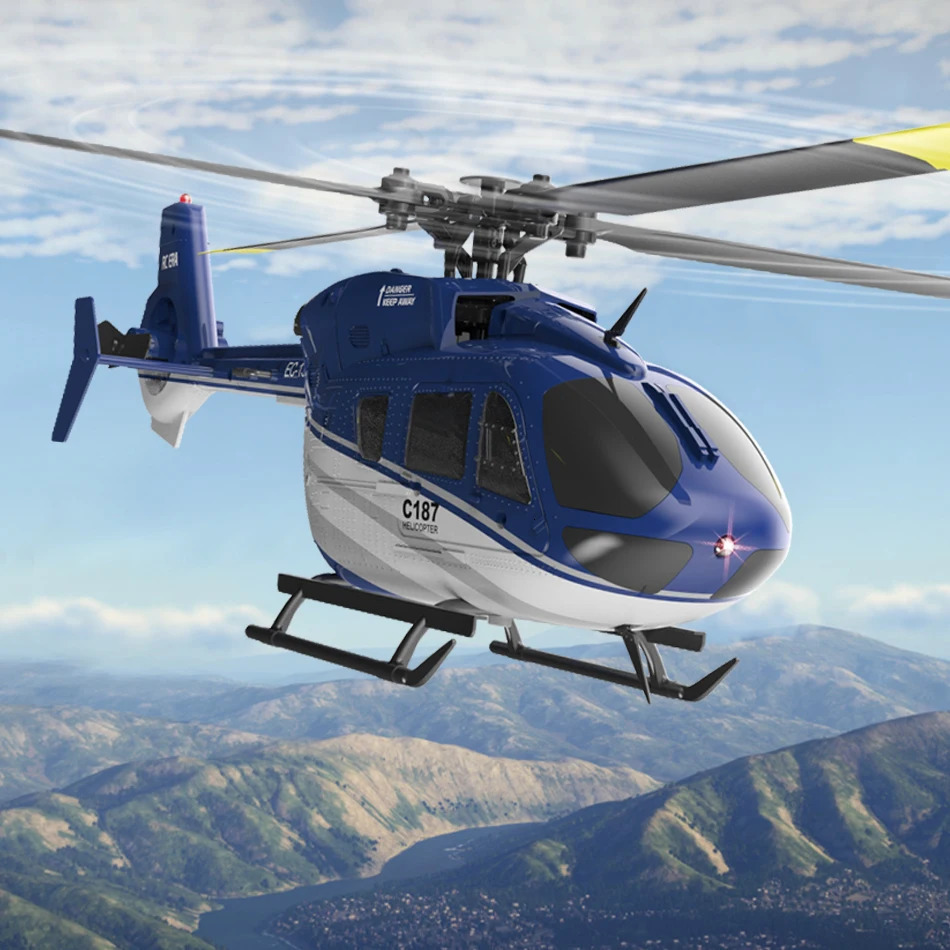 C187 Pro EC135 Scaled 4CH RC Helicopter Gyroscope Stabilization Optical Flow Positioning 24G Remote Control Aircraft Model 240508