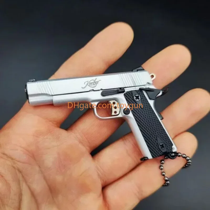 1:3 Scale Alloy M1911 Mini Toy Gun Model Metal Keychain Model Look Real Exquisite Can Not Fire Collection Detachable Fidget Toys Gifts for Adult Boys 