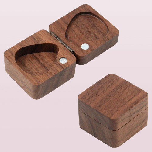 Square Guitar Pick Box Storage Wooden Guitar Picks Case Holder Organizer for Guitarist Musician Gift