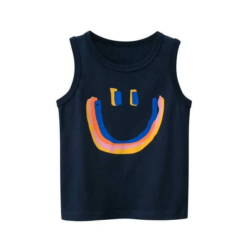T-shirts 2024 Summer New Kids Vest Lovely Pattern Print Singlet Girls Sleeveless O-Neck Cotton Tops Print T-ShirtsL24729