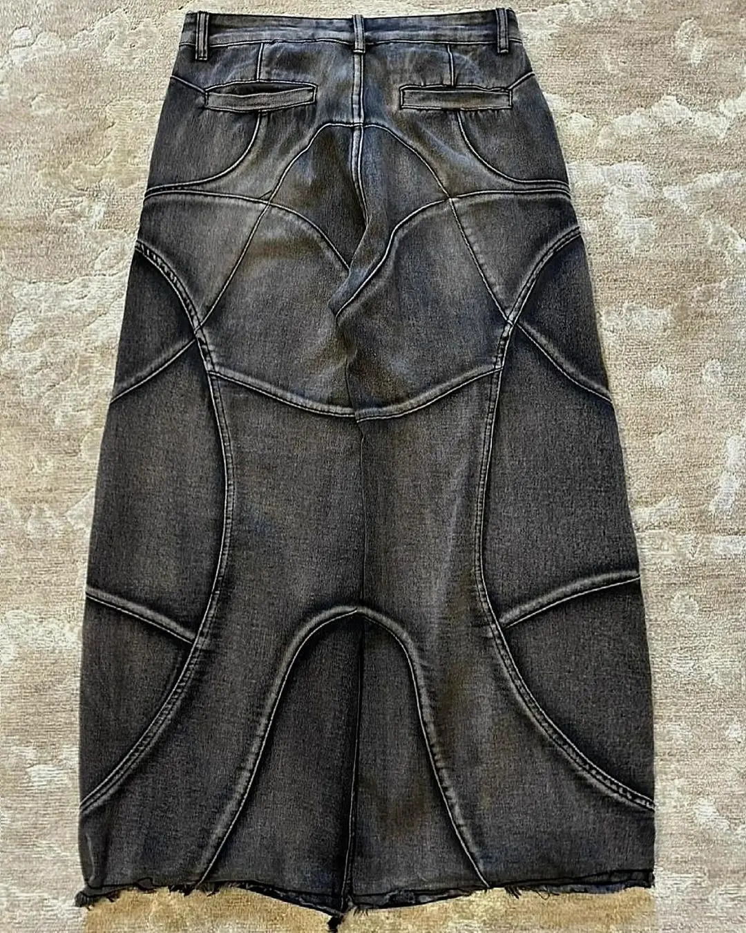 Y2K Streetwear Heavy Craft Washed Distressed Faded Jeans Flare Slim Straight Tassel Jeans for Men and Women Raw Edge Denim Pants 240429