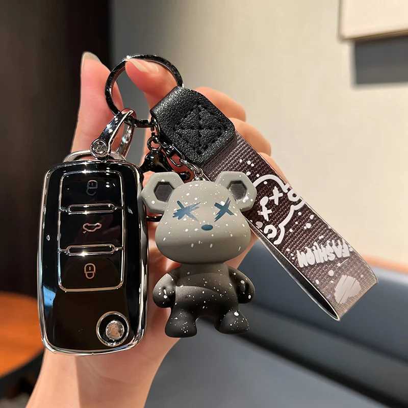 Car Key TPU Car Key Case Cover Holder Shell For VW Volkswagen Passat Polo Beetle Golf Caddy Tiguan Skoda Octavia Kodiaq Seat Leon Altea T240509